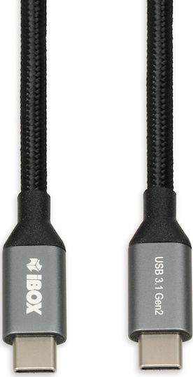 iBox IBOX Braided USB 3.1 Cable USB-C male - USB-C PD Μαύρο 1m IKUMTC31G2