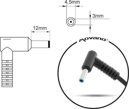 Mitsu Laptop Charger 45W 19.5V 2.31A for HP with Detachable Power Cord