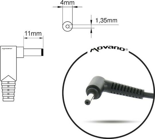Mitsu Φορτιστής Laptop 65W 19V 3.42A για Asus με Αποσπώμενο Καλώδιο Τροφοδοσίας