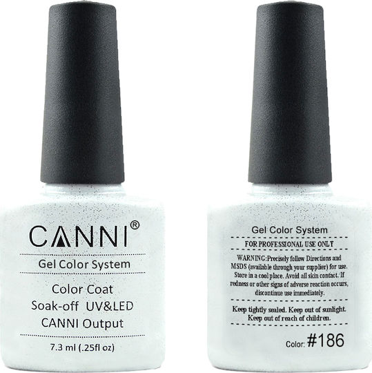 Canni Classic Ημιμόνιμο Βερνίκι Νυχιών 186 Silver Glitter με Glitter 7.3ml