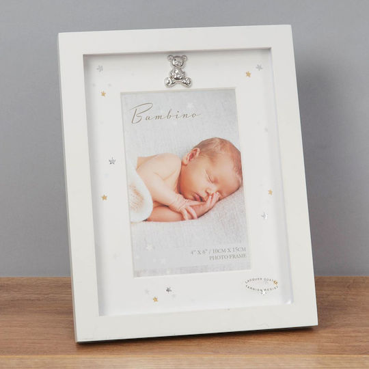 Bambino Mio Teddy Bear Kids Picture Frame Wooden White 10x15cm