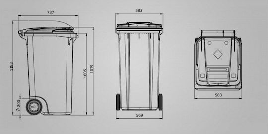 Material Systems Plastic Wheeled Waste Bin 120lt Green