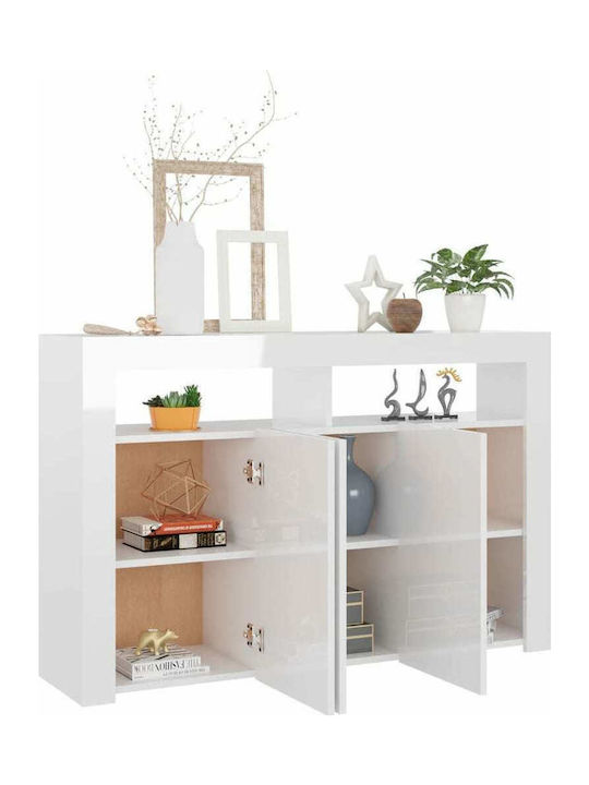 Wooden Buffet Γυαλιστερό Λευκό L115.5xW30xH75cm