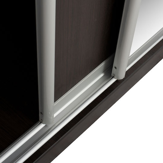 Doppeltür Kleiderschrank Schieben mit Spiegel Wenge 180x60x210cm