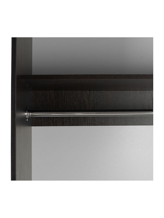 Doppeltür Kleiderschrank Schieben mit Spiegel Wenge 180x60x210cm
