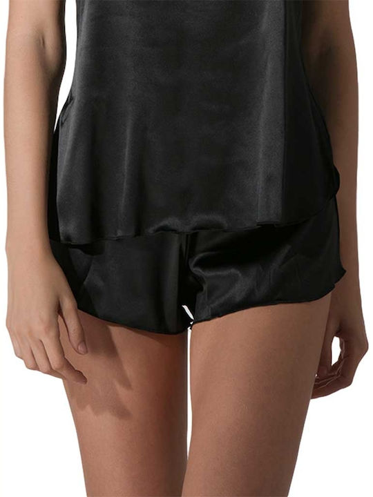 Luna Satin Șort Pijamale pentru Femei Negru Prestige