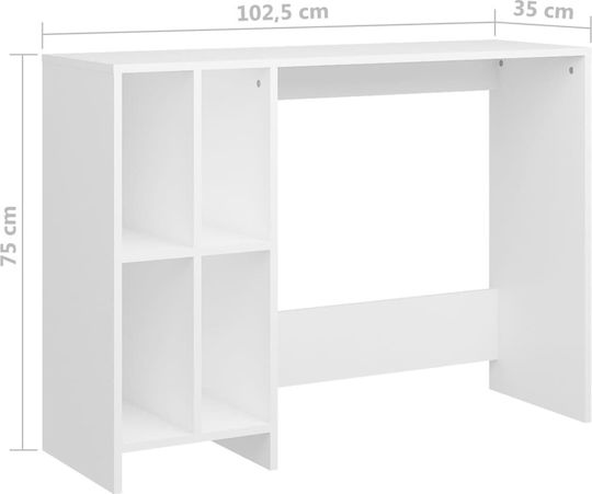 Бюро Notebook Дървено с Библиотека Бяло 102.5x35x75см