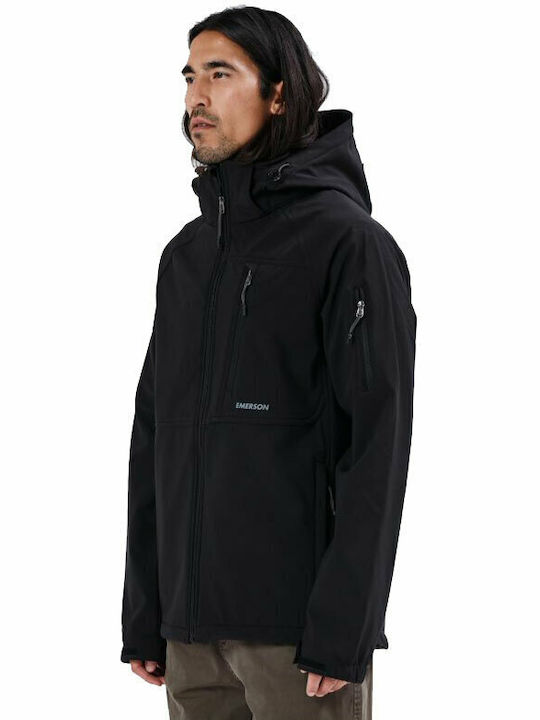 Χειμωνιάτικο Μπουφάν Softshell Αδιάβροχο και Αντιανεμικό Μαύρο