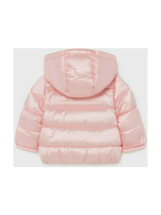 Mayoral Kids Quilted Jacket Short with Hood Pink