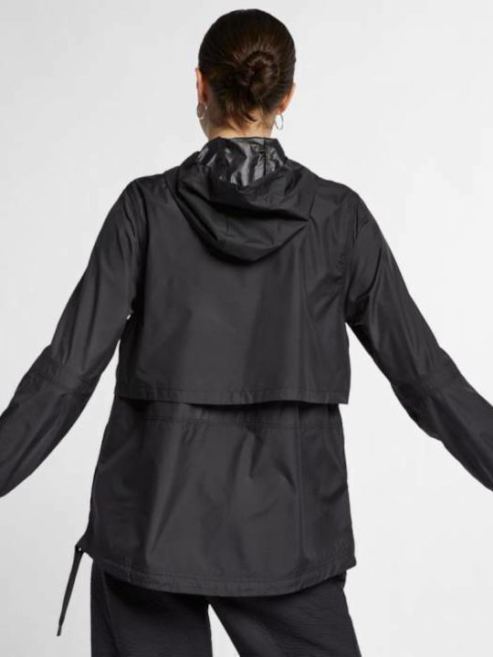 Nike Sportswear Woven Γυναικείο Μπουφάν Running Αδιάβροχο και Αντιανεμικό Μαύρο
