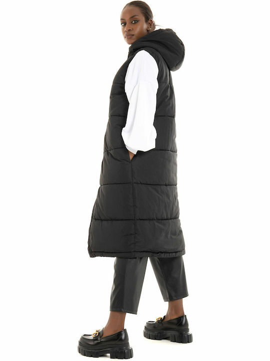 Women's Long Puffer Jacket for Winter Black