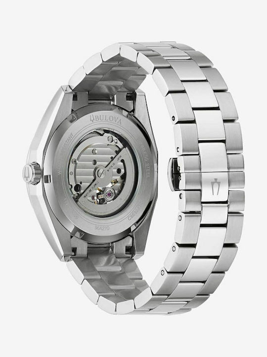 Bulova Surveyor Ανδρικό Ρολόι 42mm Χρονογράφος Αυτόματο με Ασημί Μεταλλικό Μπρασελέ