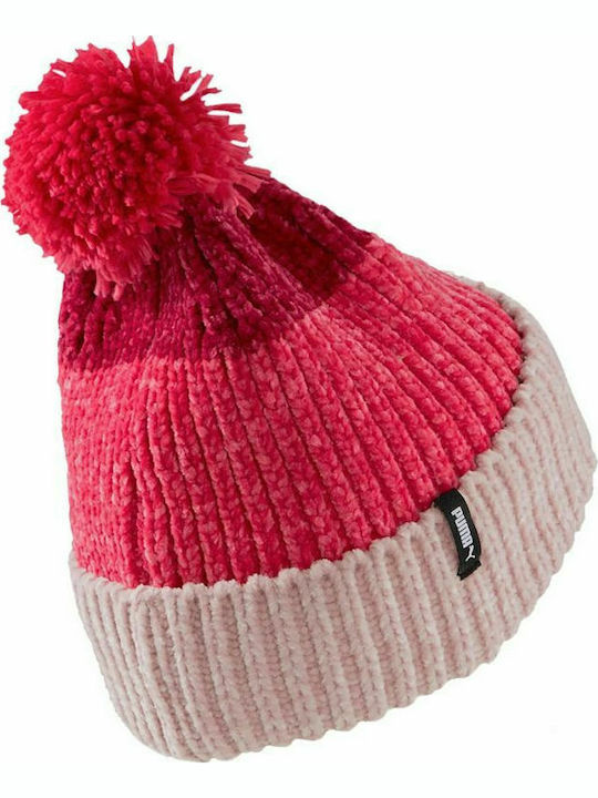 Puma Pom Pom Beanie Ανδρικός Σκούφος με Rib Πλέξη σε Ροζ χρώμα