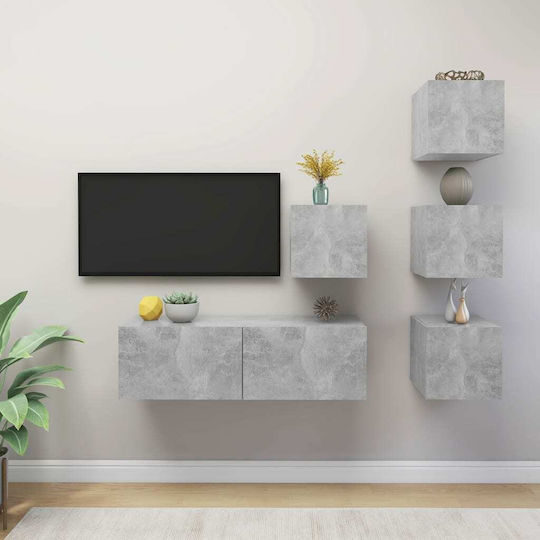 Wall Living Room Cabinet Made of Particle Board Grey 100x30x30cm