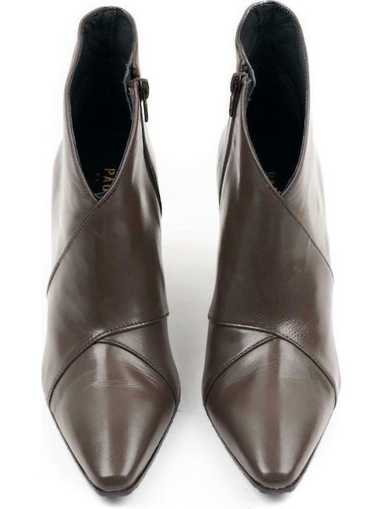 Leather Women's Ankle Boots Brown