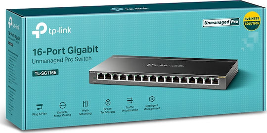 TP-LINK TL-SG116E v2 Unmanaged L2 Switch με 16 Θύρες Gigabit (1Gbps) Ethernet