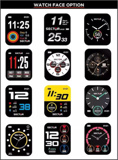 Sector S03 Smartwatch mit Pulsmesser (Schwarz)
