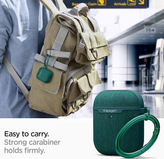 Spigen Urban Fit Silicone Case with Keychain Green for Apple AirPods