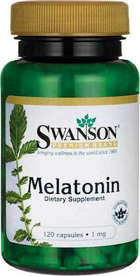 Swanson Melatonin 1mg Ergänzungsmittel für den Schlaf 120 Mützen