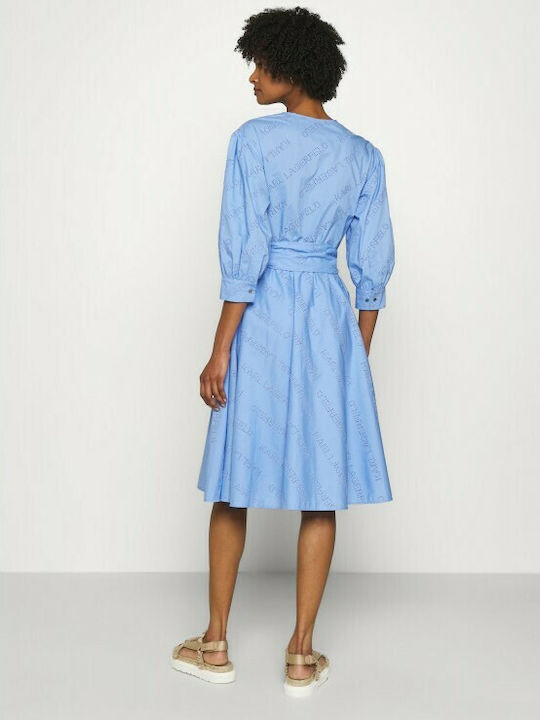 Karl Lagerfeld Summer Midi Shirt Dress Dress Wrap Bluebell