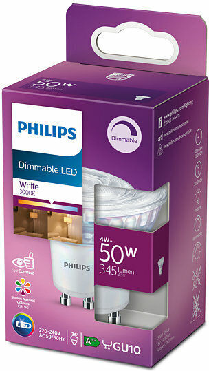 Philips Λάμπα LED για Ντουί GU10 Θερμό Λευκό 345lm Dimmable