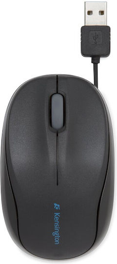 Kensington Pro Fit Retractable Ενσύρματο Mini Ποντίκι Μαύρο