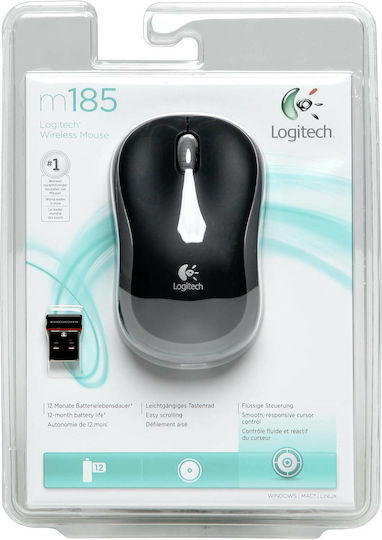 Logitech M185 Ασύρματο Mini Ποντίκι Γκρι
