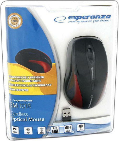 Esperanza EM101 Ασύρματο Mini Ποντίκι Black/Red