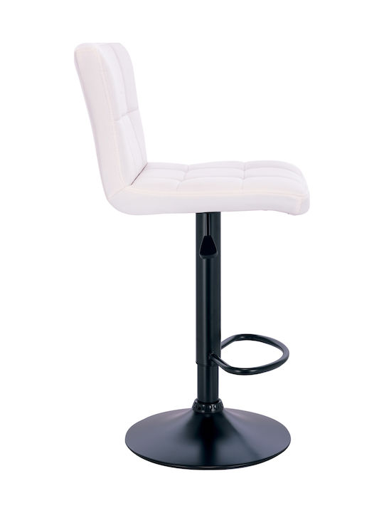 Stools Bar Collapsible with Backrest Upholstered with Faux Leather Lino White 2pcs 44x50x83cm