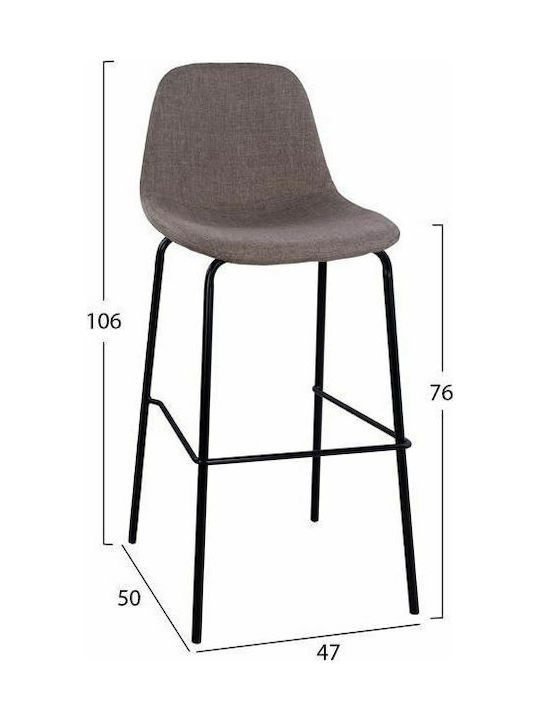 Stool Bar with Backrest Metallic Vincent Coffee 4pcs 47x50x106cm