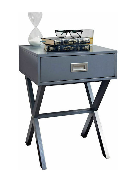 Wick Wooden Bedside Table Gray 40x40x55cm