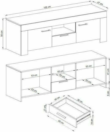 Έπιπλο TV Επιδαπέδιο Μπεζ 155x47x50εκ. Έπιπλο TV Επιδαπέδιο Μπεζ 155x47x50εκ.