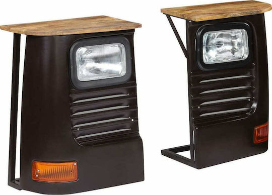Console Table of Solid Wood & Metal Σκούρο Γκρι / Ξύλο Μάνγκο L108xW30xH72cm