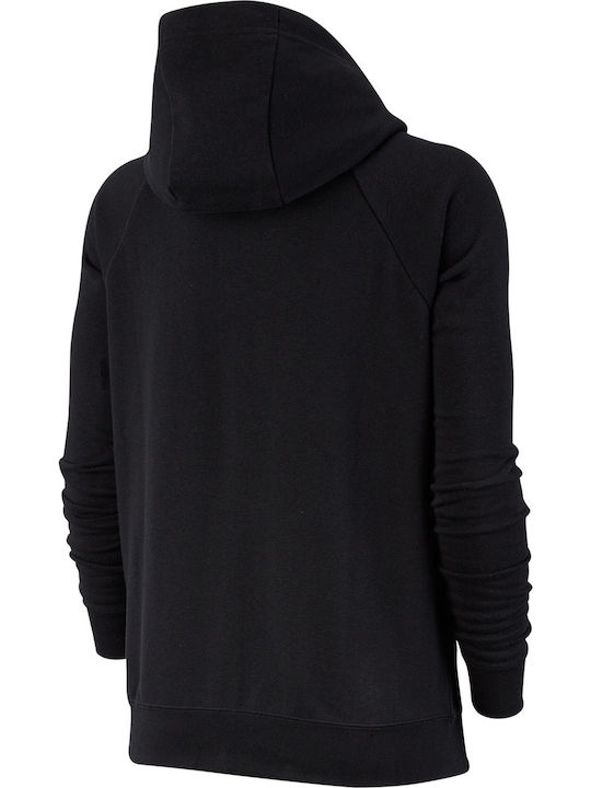 Sportswear Essentials Γυναικεία Ζακέτα Φούτερ με Κουκούλα Μαύρη