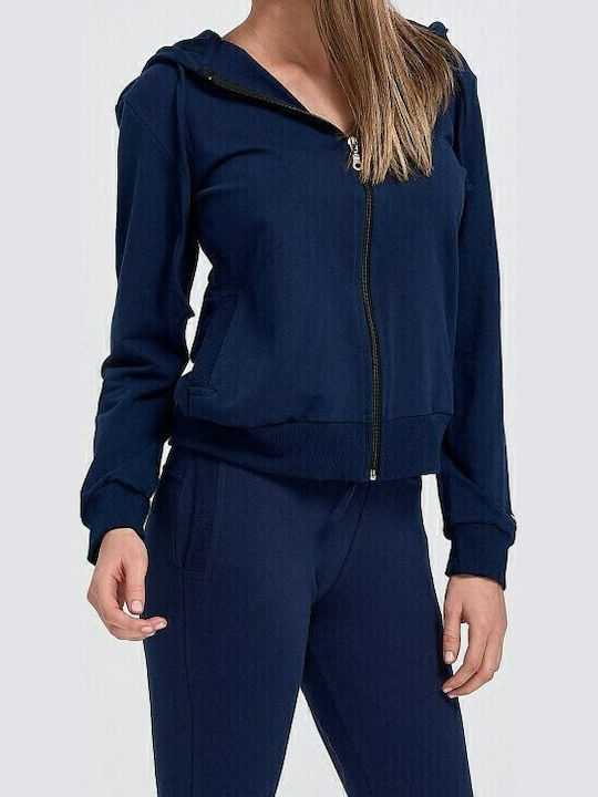 Women's Sweatshirt Jacket Hooded Navy Blue