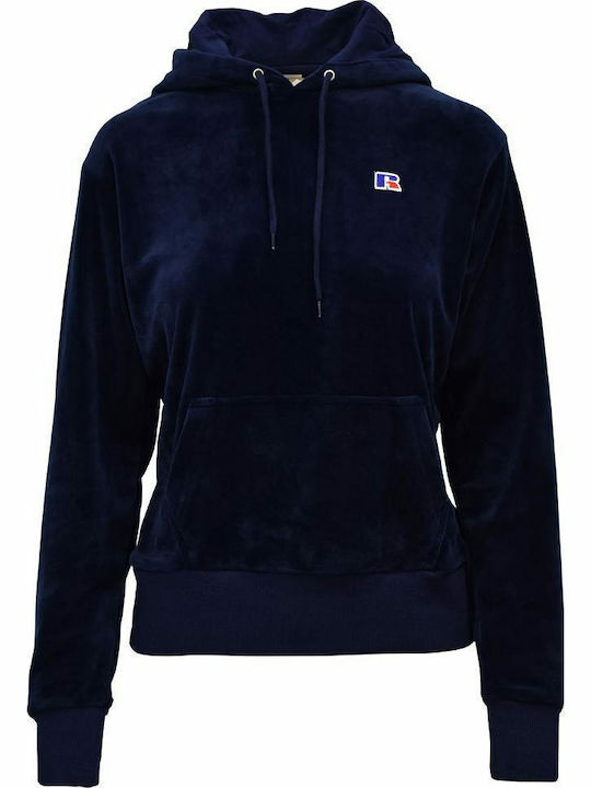 Women's Sweatshirt Jacket Velvet Hooded Navy Blue