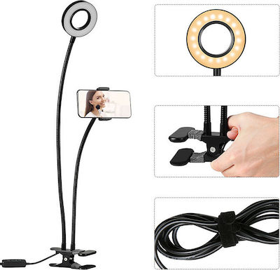 Ring Light 2 in 1 Ringlicht 9cm mit Desktop Ständer/Halterung Halterung und Halterung für Mobiltelefon