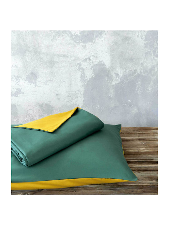 Nima Quilt Queen 220x240cm Abalone Green / Mustard Beige