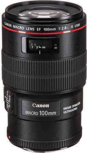 Canon Пълен кадър Фотообектив 100mm f/2.8L IS USM Телефото / Macro за Канон EF Монтаж Черен