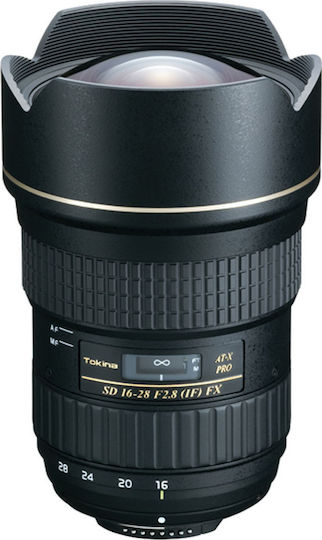 Tokina Full Frame Φωτογραφικός Φακός AT-X 16-28 F2.8 PRO FX Wide Angle Zoom για Canon EF Mount Μαύρος