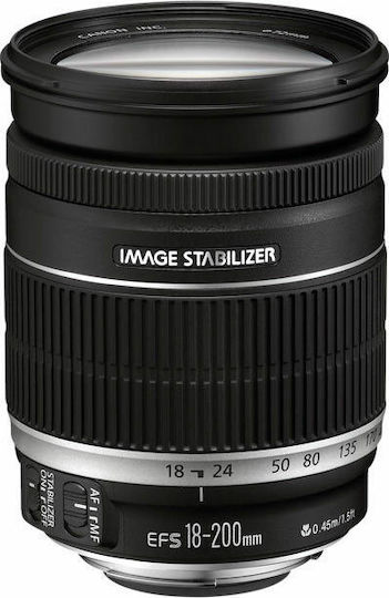 Canon Crop Φωτογραφικός Φακός 18-200mm F3.5-5.6 IS Standard Zoom για Canon EF-S Mount Black