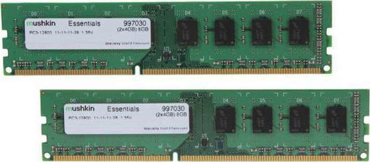 Mushkin Essentials DDR3 8GB RAM με 2x4GB Modules και Ταχύτητα 1600 για Desktop