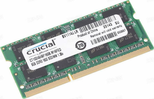 Crucial DDR3 with Module 1x8GB and Speed 1600 for Laptop