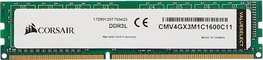 Corsair ValueSelect DDR3 με Module 1x4GB και Ταχύτητα 1600 για Desktop