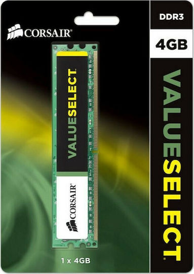 Corsair ValueSelect DDR3 με Module 1x4GB και Ταχύτητα 1600 για Desktop