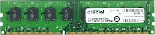 Crucial DDR3 με Module 1x8GB και Ταχύτητα 1600 για Desktop