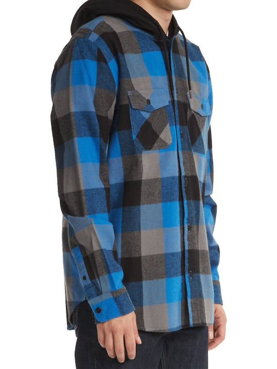 Ruckus Дълъг Ръкав Фланелена Overshirt Каре Тъмносиня