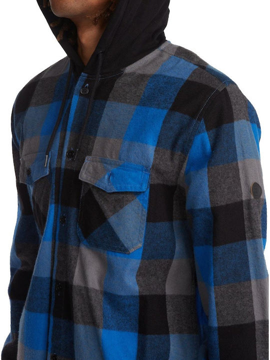Ruckus Дълъг Ръкав Фланелена Overshirt Каре Тъмносиня