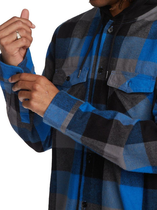 Ruckus Дълъг Ръкав Фланелена Overshirt Каре Тъмносиня