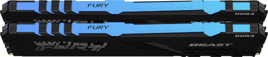 Kingston Fury Beast RGB 16GB DDR4 RAM с 2 модула (2x8GB) и Скорост 3200 за Настолен Компютър